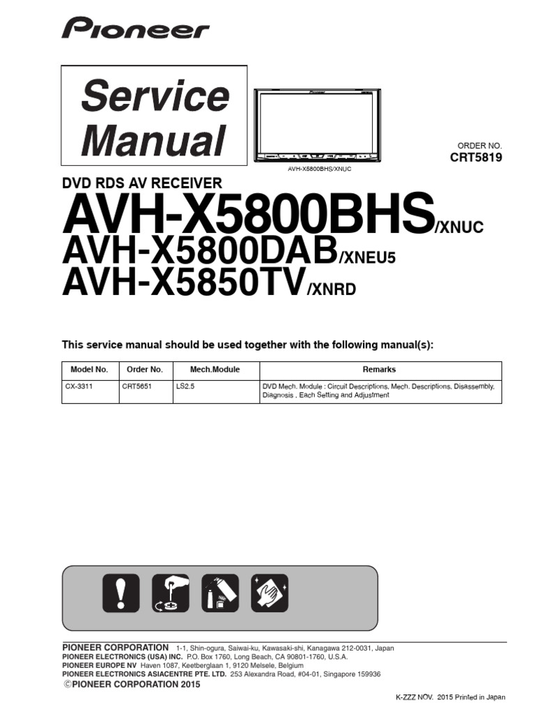 AVHX5800BHS Service Manual PDF Laser Integrated Circuit