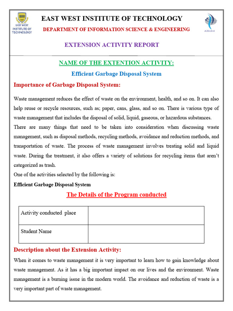 Extension Activity Format-Ise | PDF | Waste Management | Waste