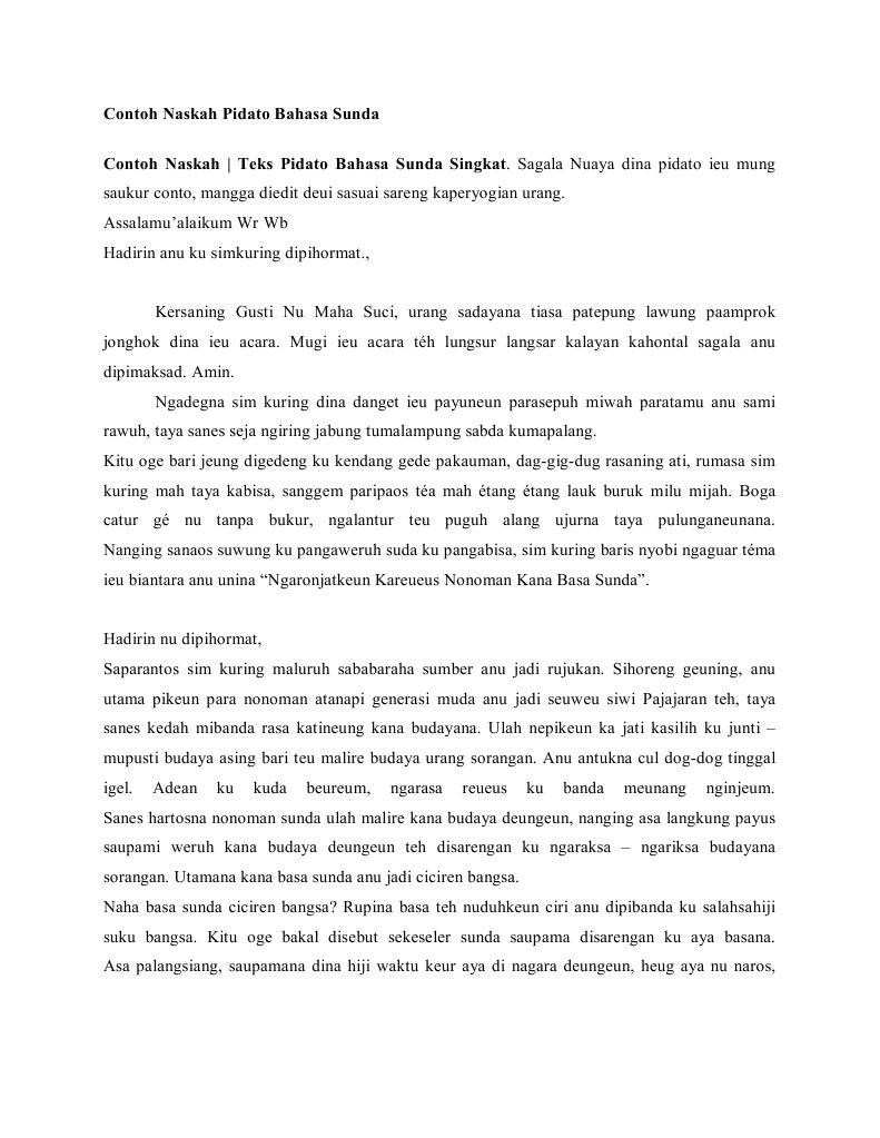 Contoh Naskah Pidato Bahasa Sunda  PDF