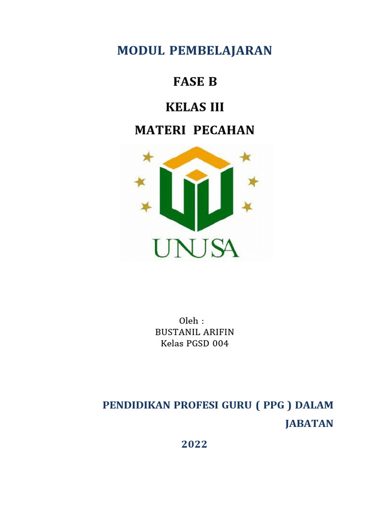 Modul Ajar Pecahan Kelas 3 SD | PDF | Karier & Perkembangan | Kesehatan ...