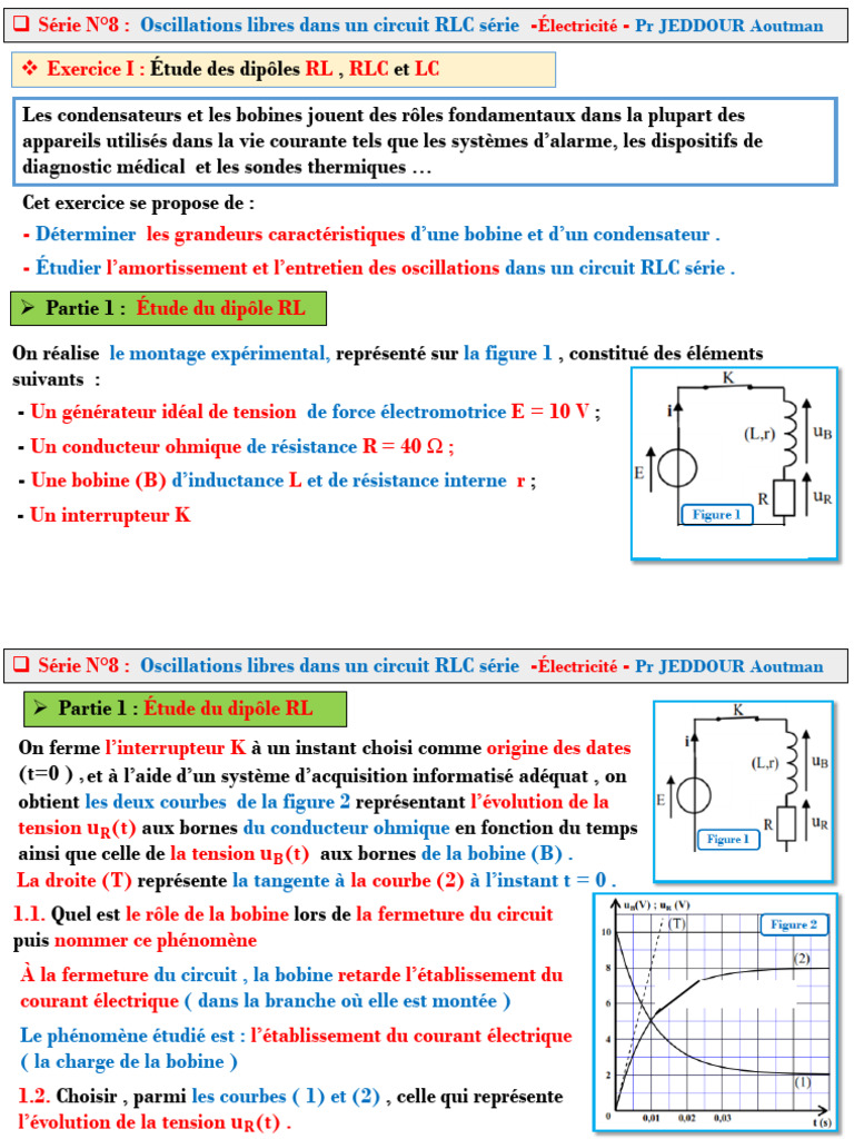 Exercices Corrigés Circuit RLC | PDF | Tension électrique | Résistance ...