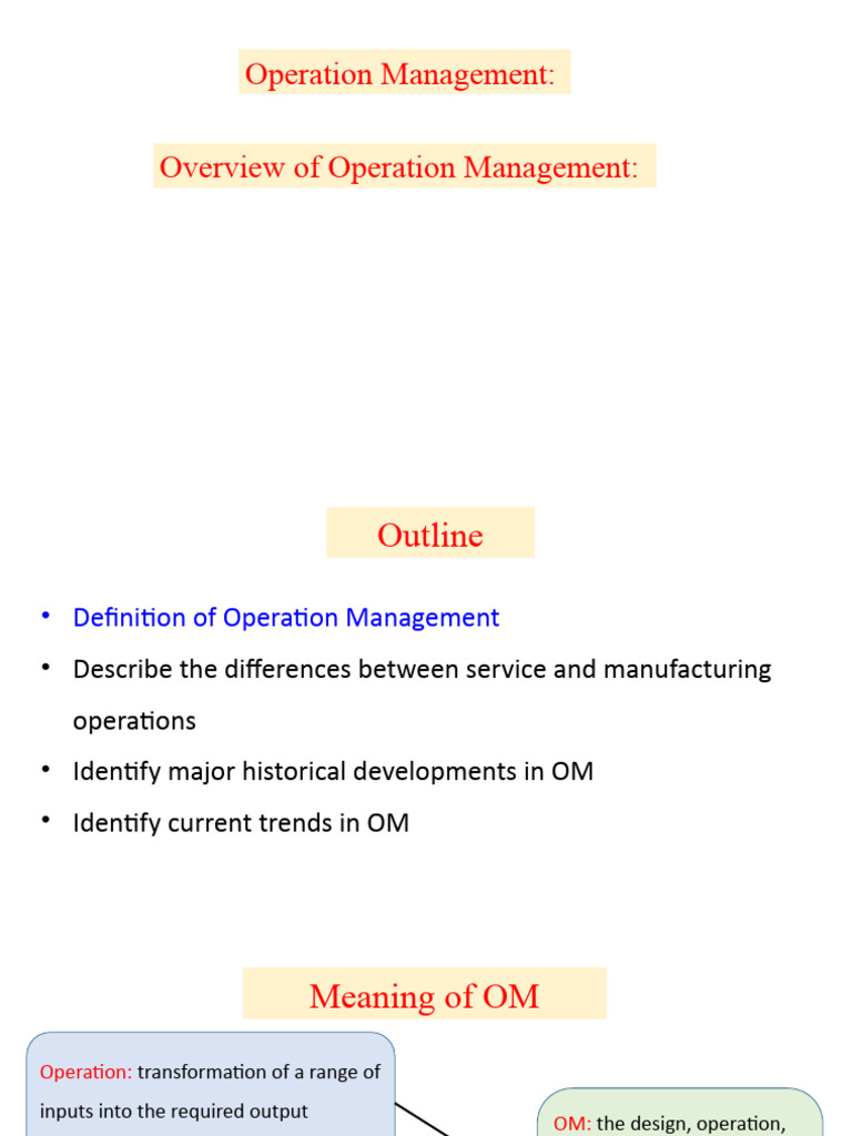 Chapter 1 Operation Management Overview | PDF | Operations Management ...