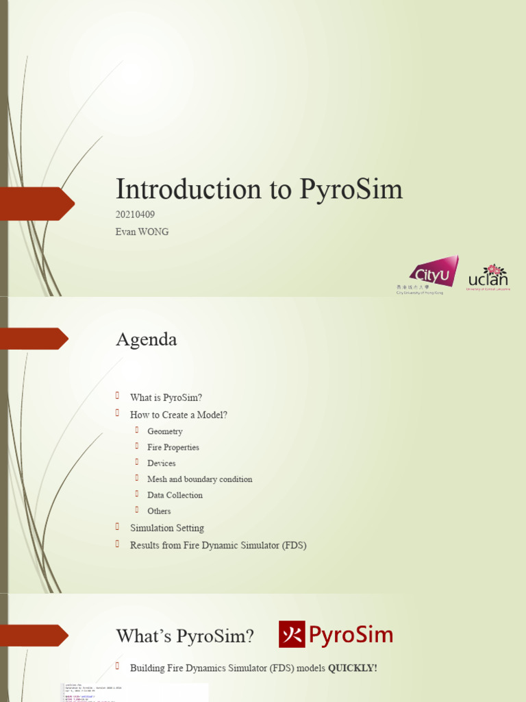 2021 Introduction To Pyrosim Pdf Fires Simulation