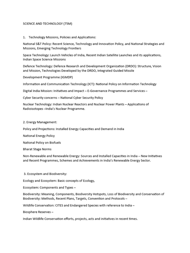 India’s Science, Technology, and Environment Insights | PDF ...