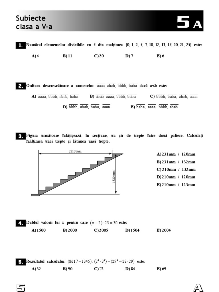 Subiecte Matematica 5 | PDF