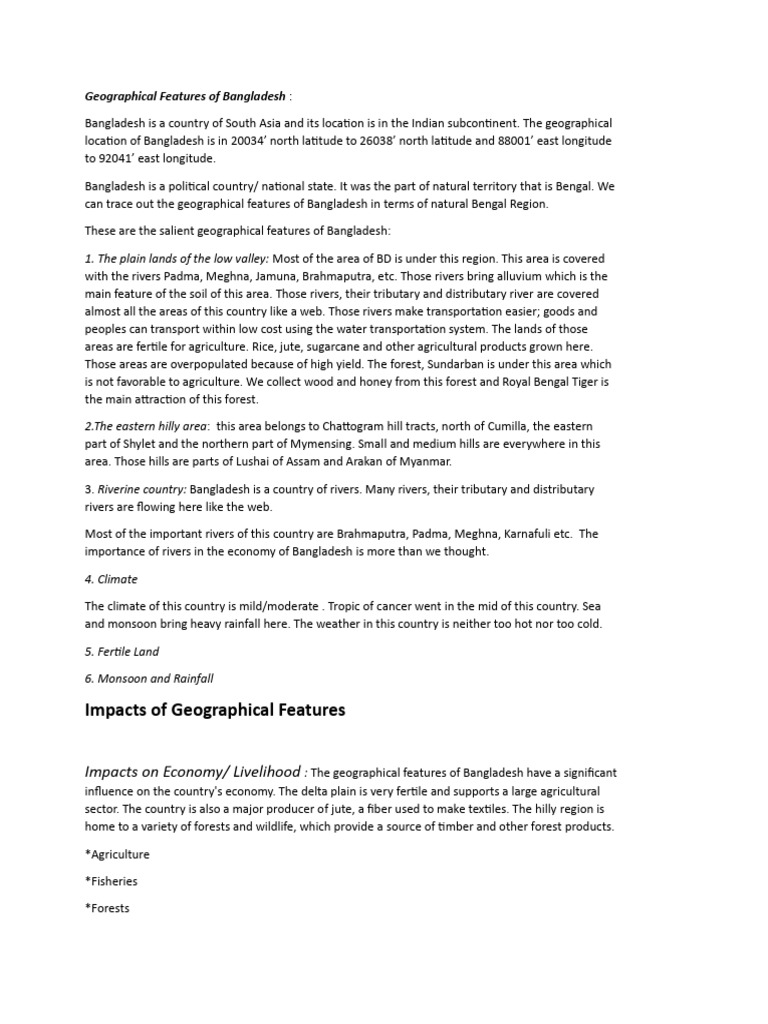 Geographical Features of Bangladesh | PDF | Bangladesh | Bengal