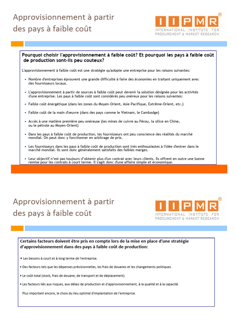 Approvisionnement à faible coût : Stratégies clés | PDF | Économie