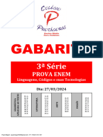 GABARITO PROVA ENEM - Linguagens e Códigos (3 Série) 27.03.2024
