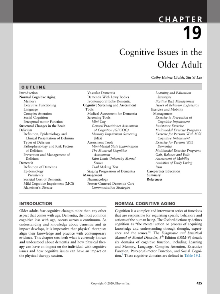 Cognitive Issues in The Older Adult | PDF | Dementia | Memory