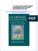 Full Ebook of Learning As A Generative Activity Eight Learning Strategies That Promote Understanding Fiorella Online PDF All Chapter