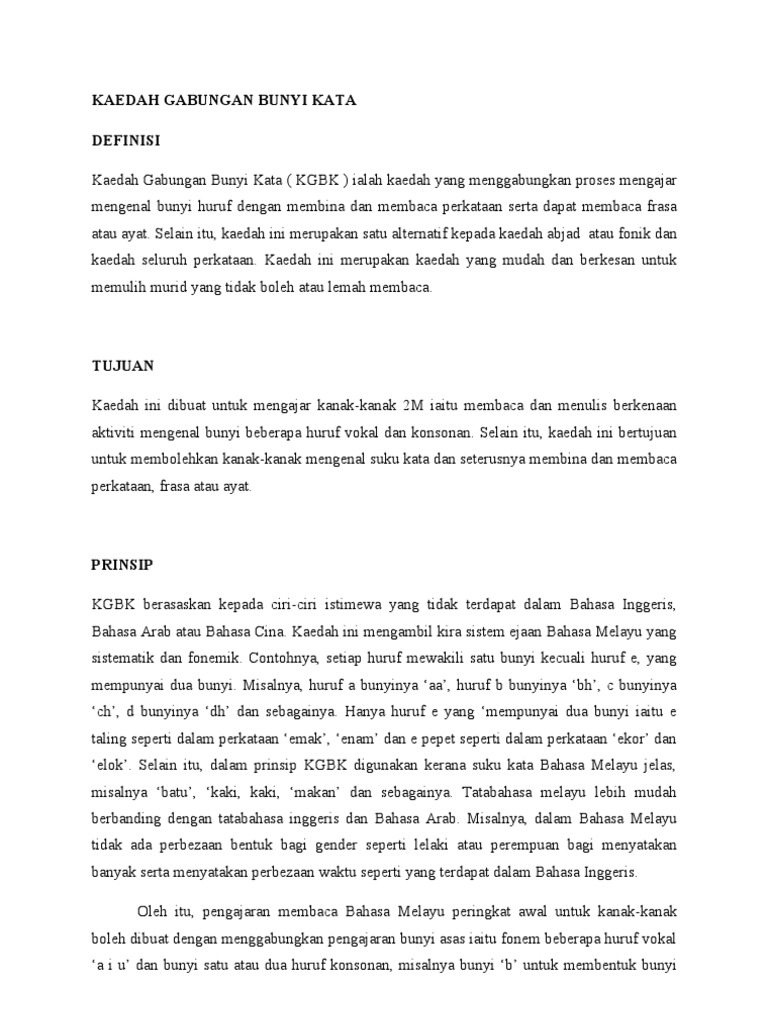 Report Kaedah Gabungan Bunyi Kata Pdf