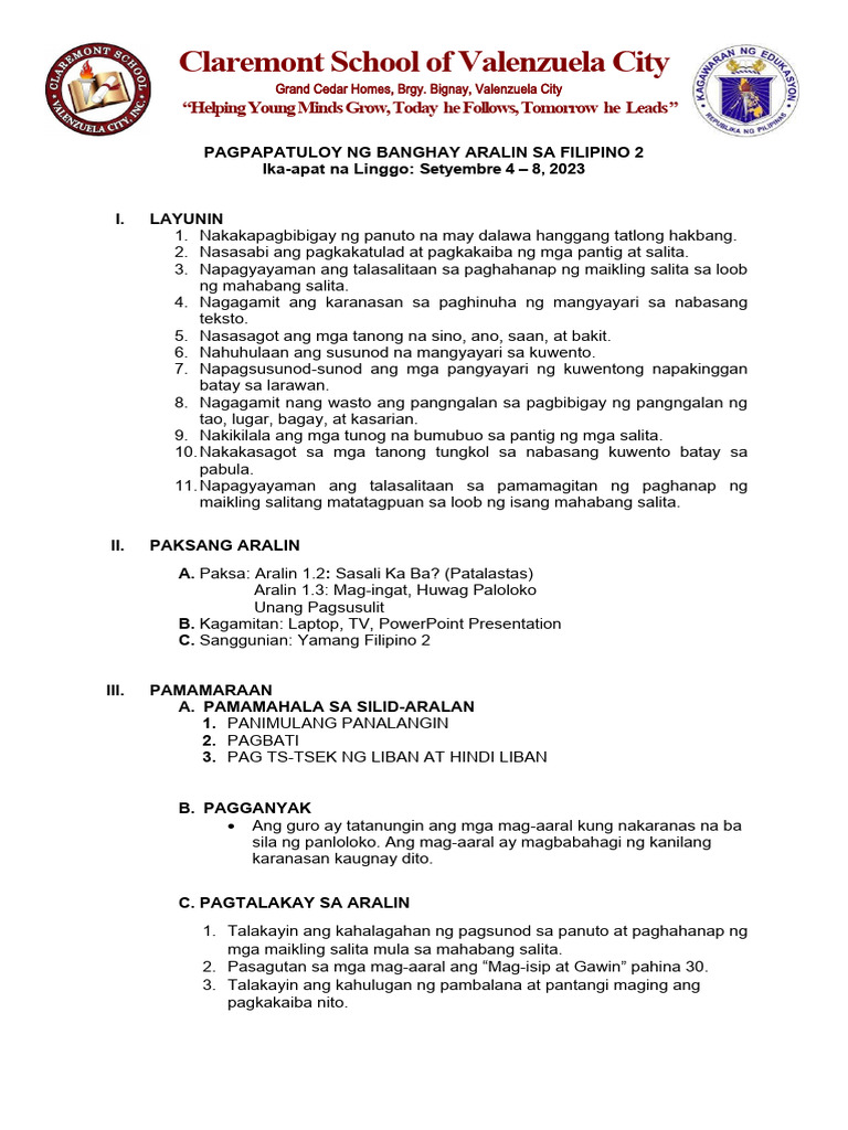 Filipino 2 Week 4 Pdf