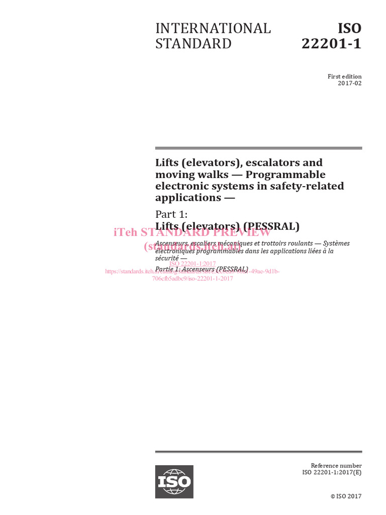 Iso 22201 1 2017 | PDF | Elevator | Programmable Logic Controller
