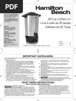 Hamilton Beach 45-Cup Urn Instructions | PDF | Ac Power Plugs And Sockets |  Electrical Connector