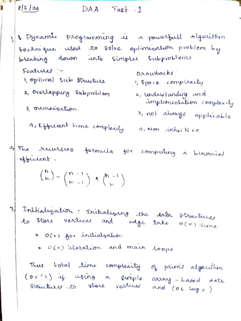 DAA Test 1 | PDF | Teaching Methods & Materials