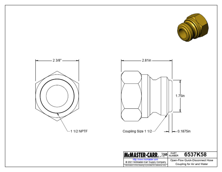 6537K58 OpenFlow QuickDisconnect Hose Coupling For Air and Water PDF