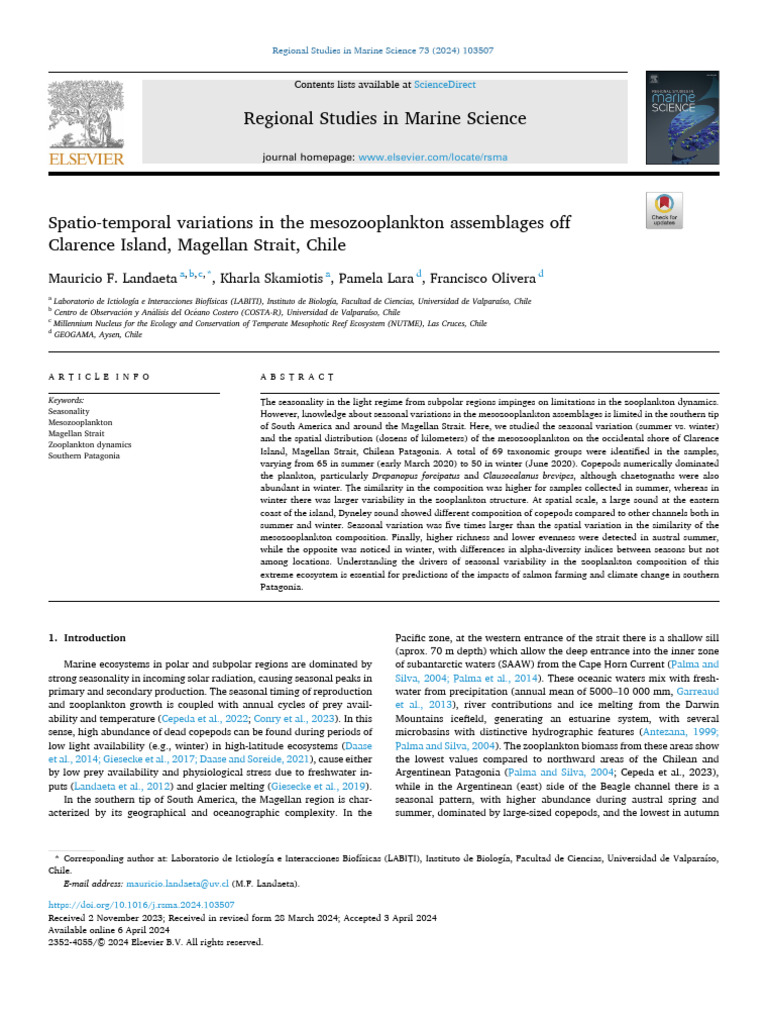 Zooplankton Dynamics in Magellan Strait | PDF | Plankton | Systems Ecology