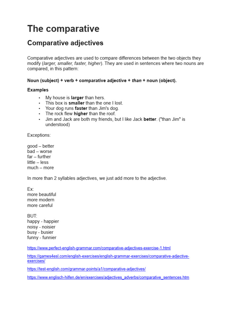 Understanding Comparative and Superlative Adjectives | PDF | Adjective ...