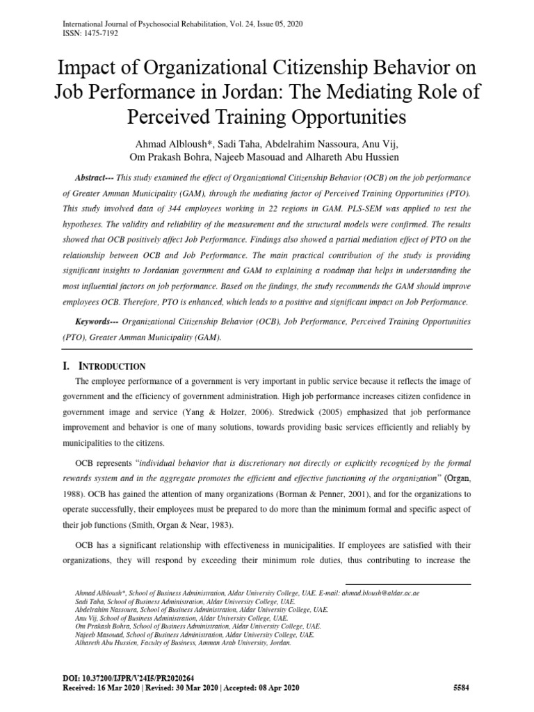 OCB's Impact on Job Performance in Jordan | PDF | Business | Social ...