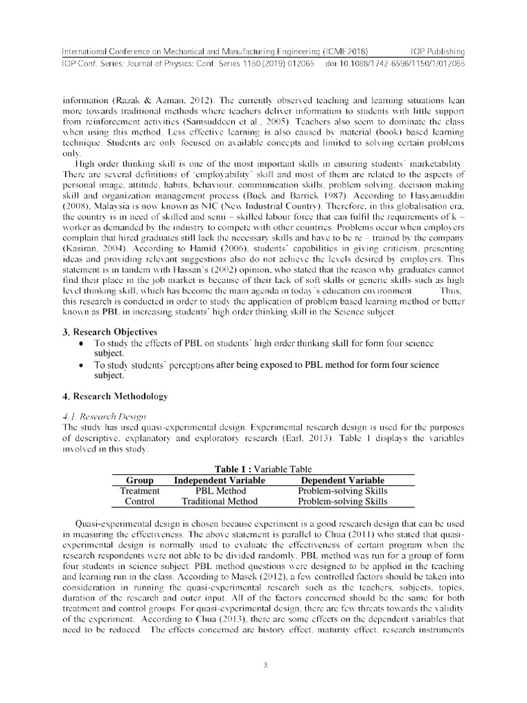 Subject after being exposed to pbl method for form four science