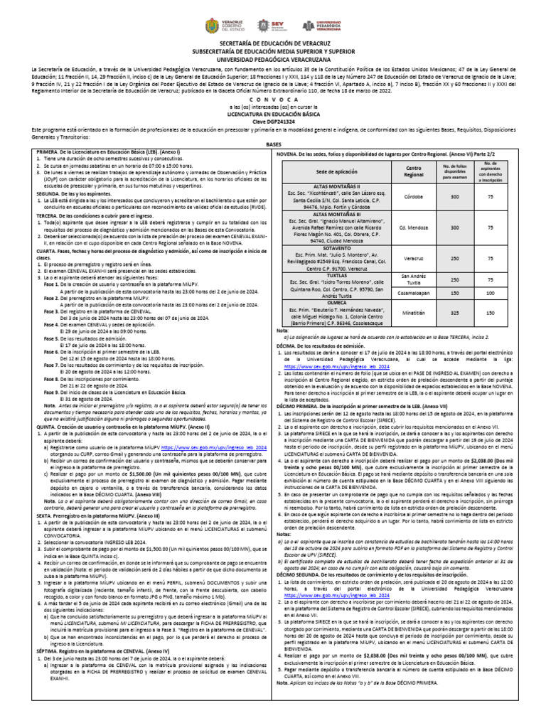 DESCARGA - Convocatoria LEB 20243 | PDF | Titulo academico | Etapas ...