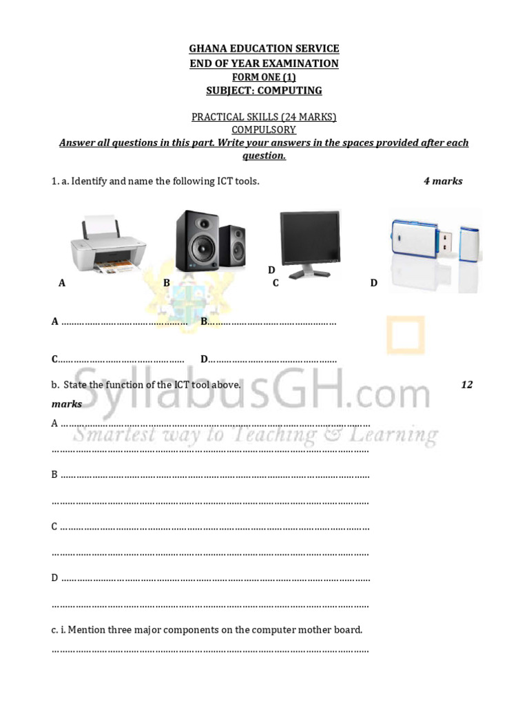 BS7 2022 END OF TERM 3 COMPUTING PAPER 2 | PDF | Computer Architecture ...