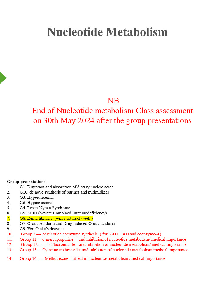 Nucleotide Metabolism Overview and Disorders | PDF | Nucleotides ...