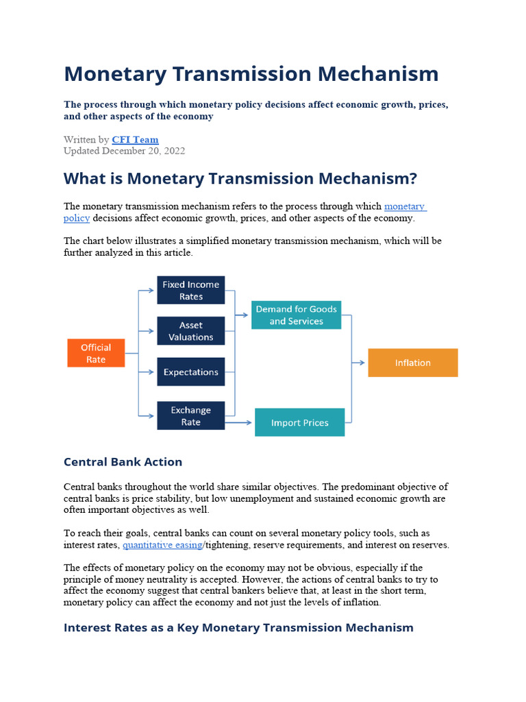 Monetary Transmission Mechanism | PDF | Interest Rates | Monetary Policy