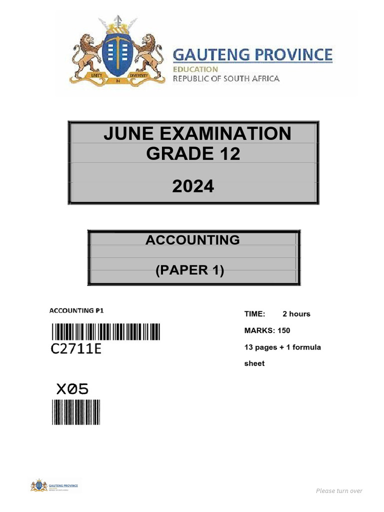 Grade 12 Accounting Paper 1 June 2024 | PDF | Balance Sheet | Business ...