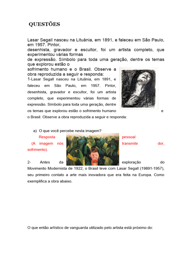Gabarito de Arte 1 Atividades 7 Ano | PDF | Desenho | Arte abstrata