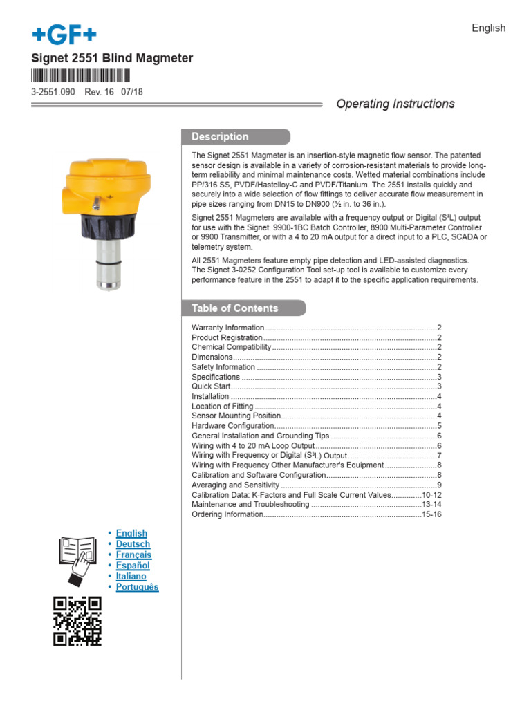 Signet 2551 Magmeter Installation Guide | PDF | Programmable Logic ...
