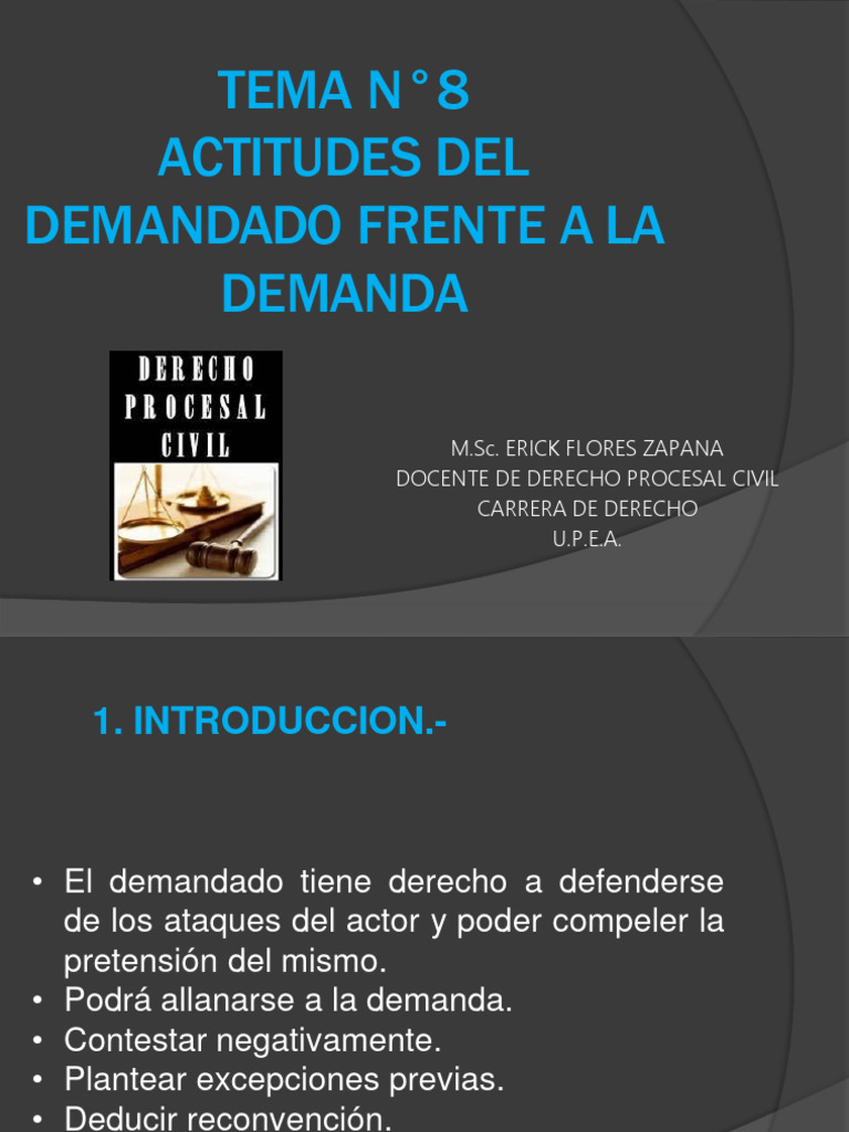 Actitudes del Demandado en Proceso Civil | PDF | Demanda judicial | Ley ...
