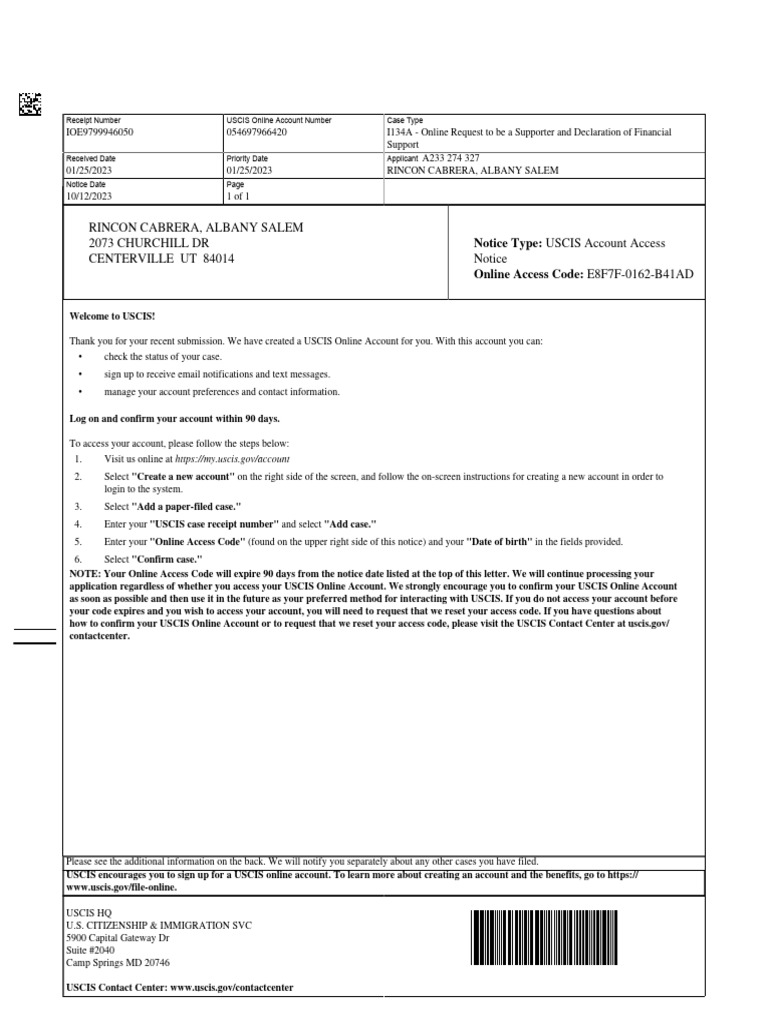 Notice 595486870 | PDF | United States Citizenship And Immigration Services