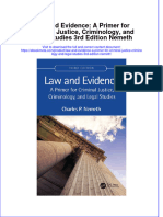 Law and Evidence: A Primer For Criminal Justice, Criminology, and Legal Studies 3rd Edition Nemeth