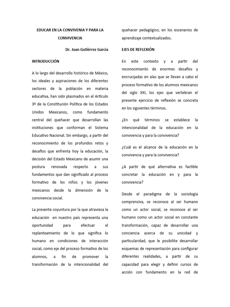 Educación para la convivencia social | PDF | Aprendizaje | Las emociones