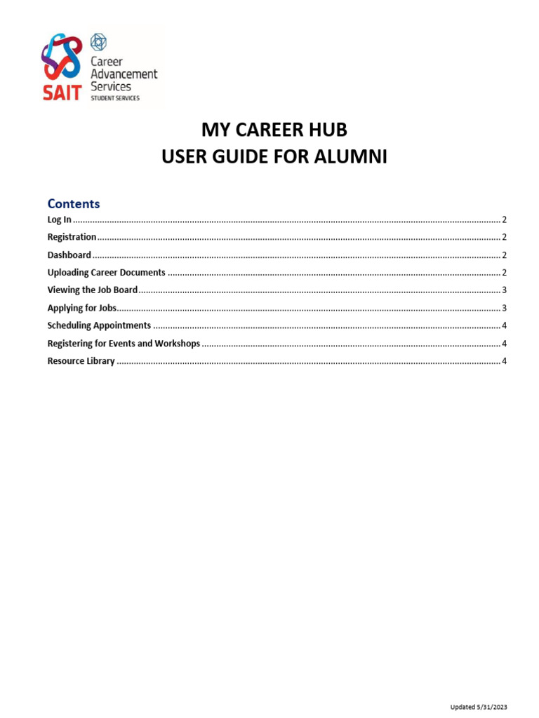 My Career Hub Alumni User Guide | PDF | Résumé | Login