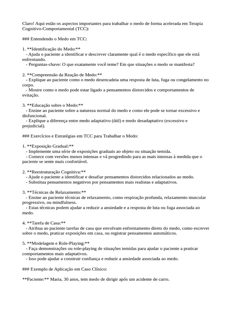 Estratégias TCC para Enfrentar Medos | PDF | Pensamento | Terapia ...