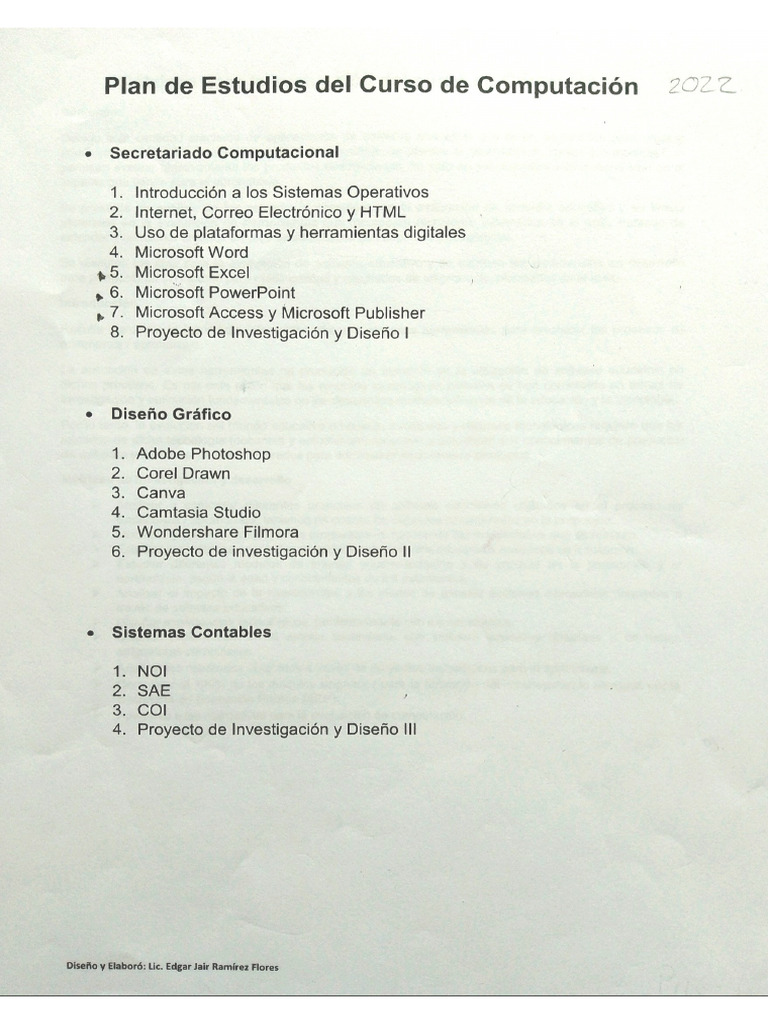 Plan de Estudios de Computación | PDF