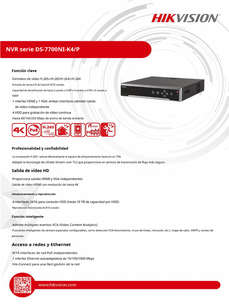 Ficha Técnica NVR 8 Canales | PDF | Hdmi | Vídeo