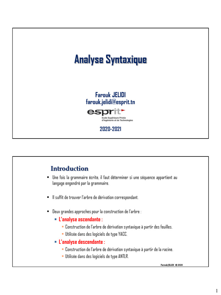 Analyse Syntaxique : Approches et Méthodes | PDF | Analyse syntaxique ...