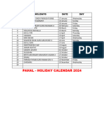 Pahal Holiday Calendar 24