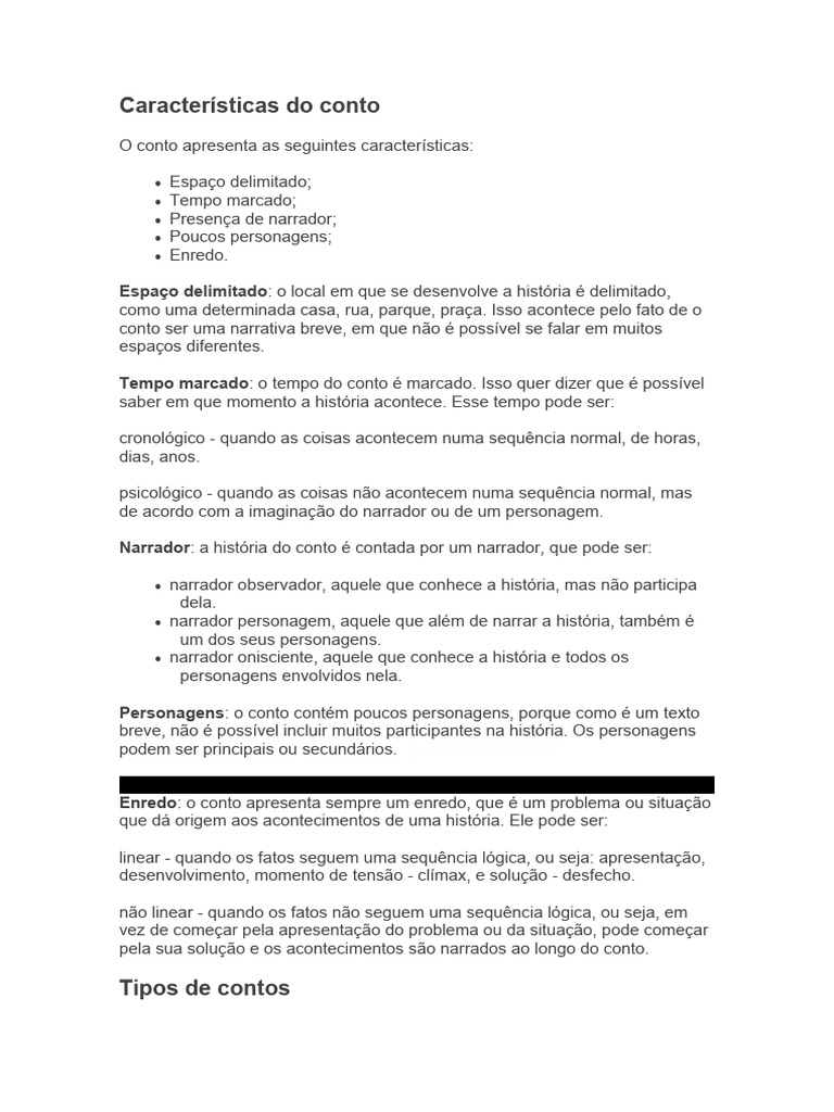 Características Do Conto | PDF | Contos | Tempo