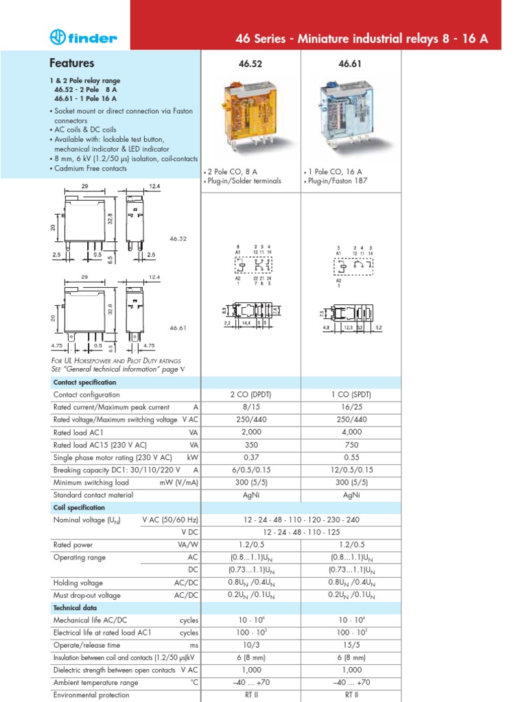 Finder Relays Series 46 Relay Inductor