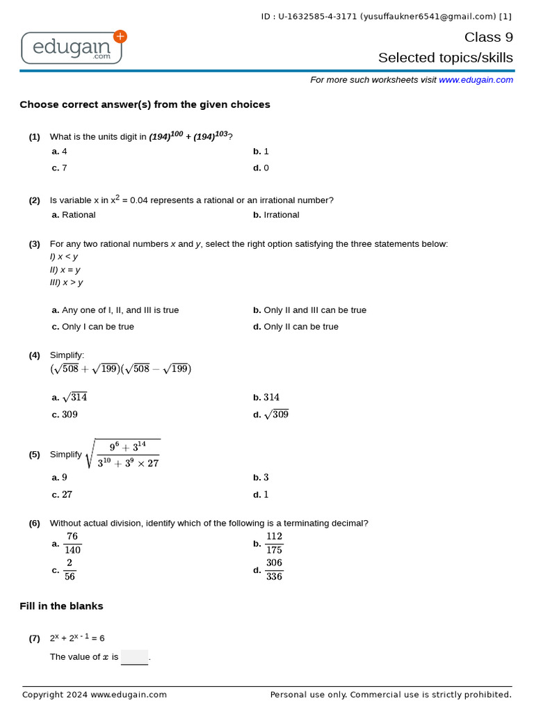 Grade9 1632585 4 3171.q | PDF | Arithmetic | Applied Mathematics