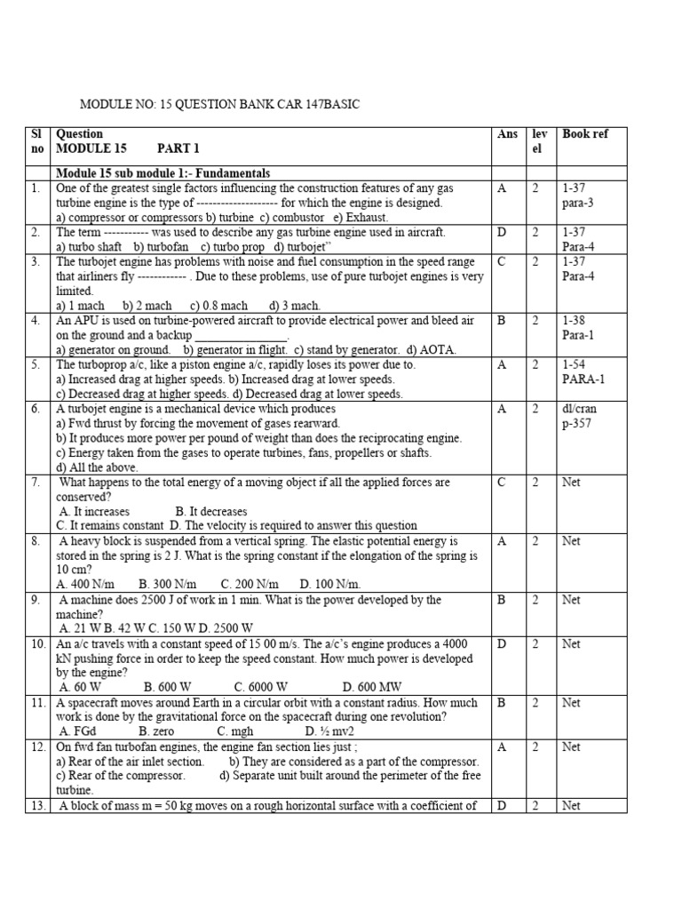 Gas Turbine Engine Question Bank | PDF | Gas Turbine | Bearing (Mechanical)
