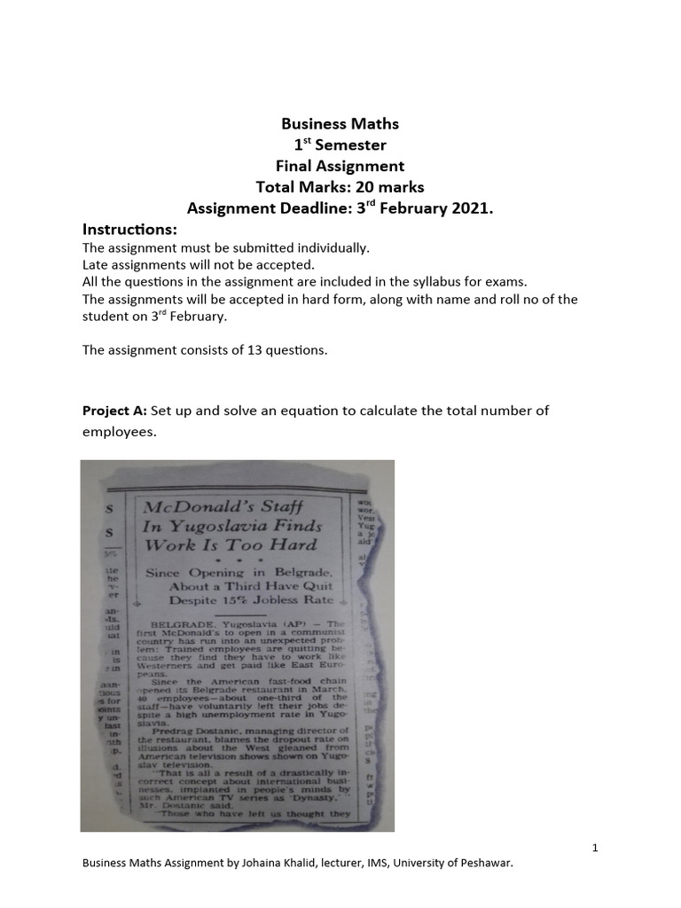 Business Maths 1st Semester Assignment | PDF | Interest | Interest Rates