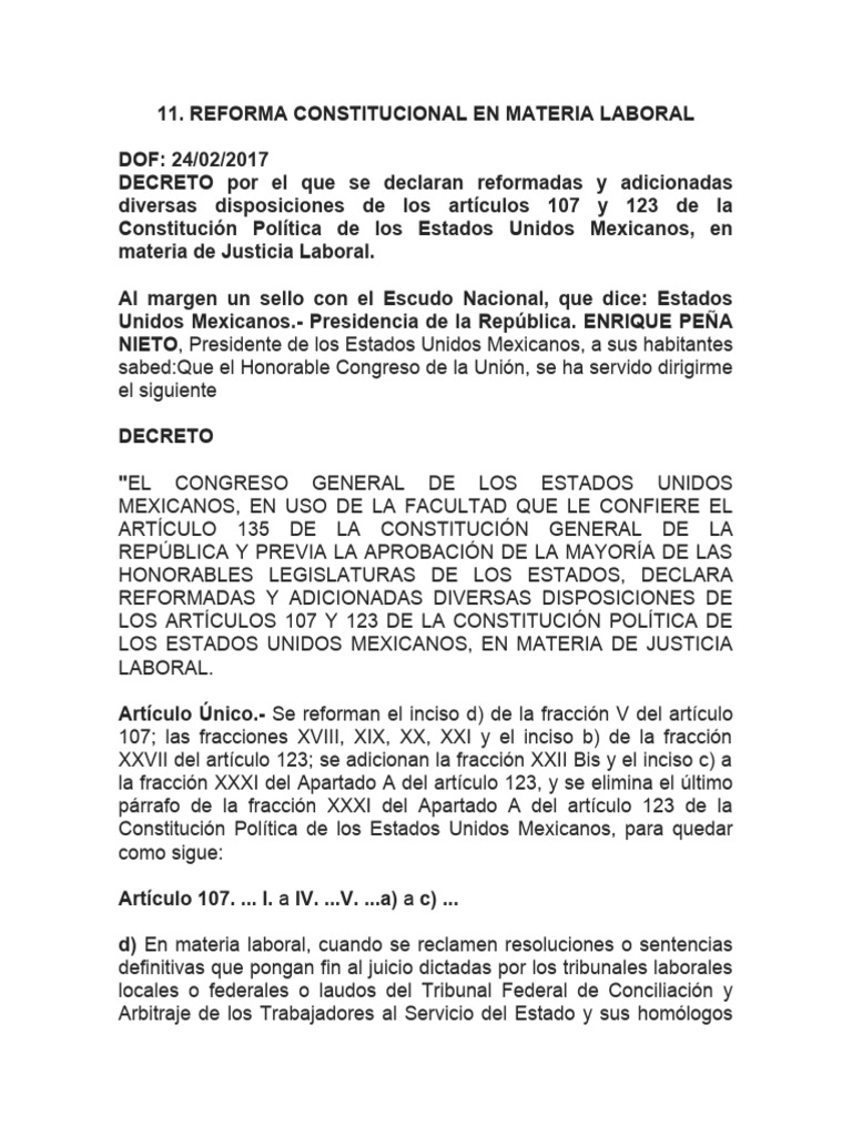 ¿Qué Es La Reforma Constitucióncional En Materia De Justicia Laboral ...