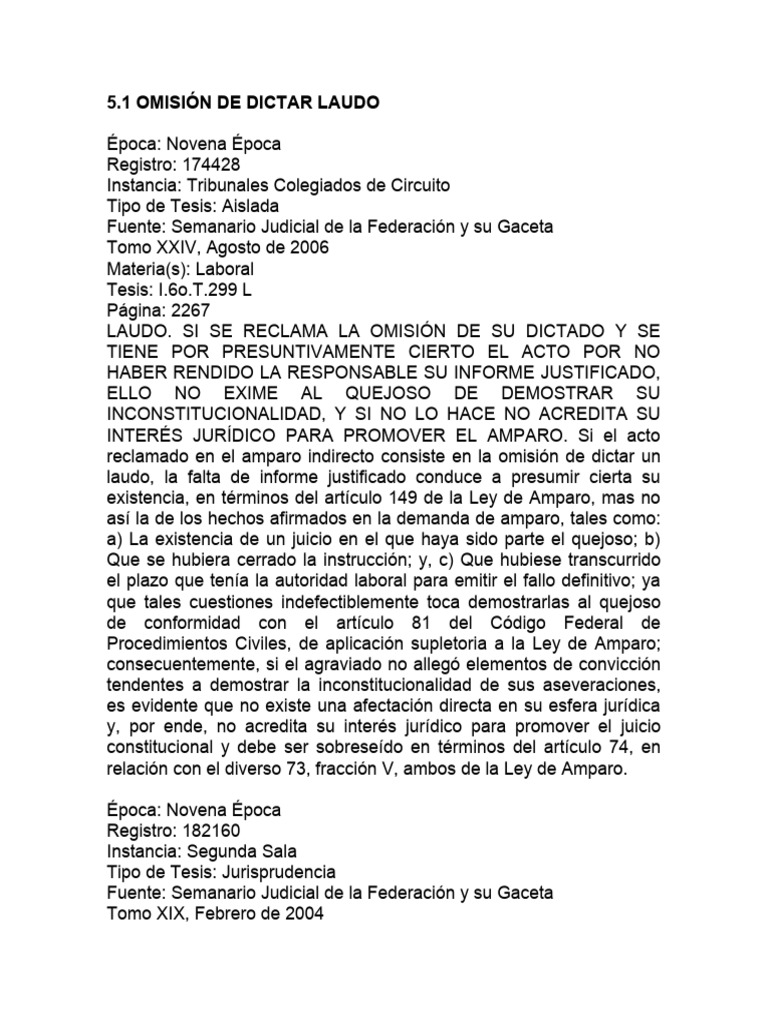 Omisión de Laudo en Juicios Laborales | PDF | Caso de ley | Ley procesal
