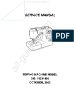 Kenmore 385.16231400 Sewing Machine Service Manual