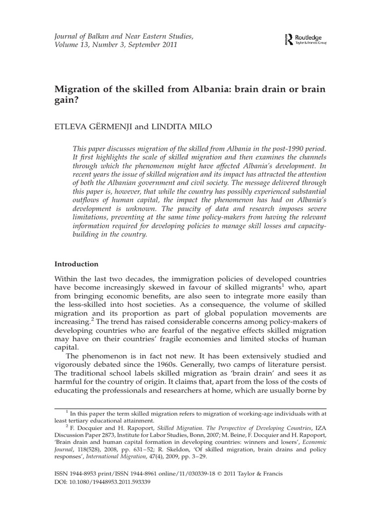 Albanian Skilled Migration Impact | PDF | Cost Of Living | Human Migration